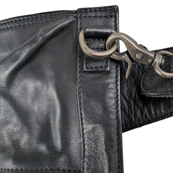 Rock, Paper, Scissors Black Leather Messenger Sling bag Crossbody NWT - Picture 12 of 13